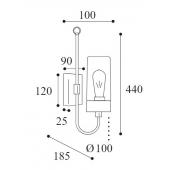 fekete rez lampa letisztult minimal design falikar hazfalra vizallo kulteri bauhaus artdeco loft sotet szinu tejuveg fenyes vilagitas moretti luce 3355 meretek.jpg